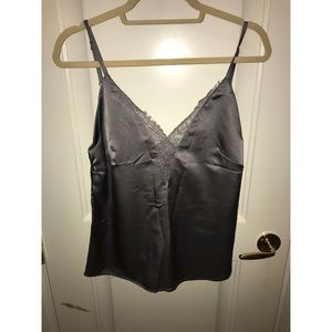 Grey lace silky top